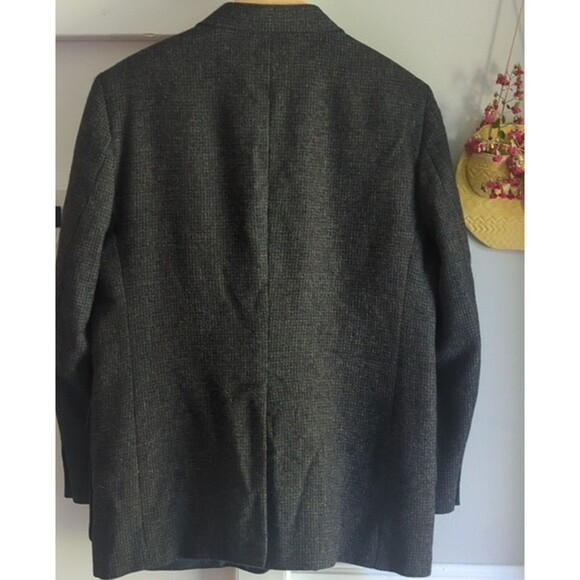 Men's VTG Imperial Haggar Dark Grey Tweed Sports Coat 44" Wool 2 Button Blazer - Picture 7 of 14